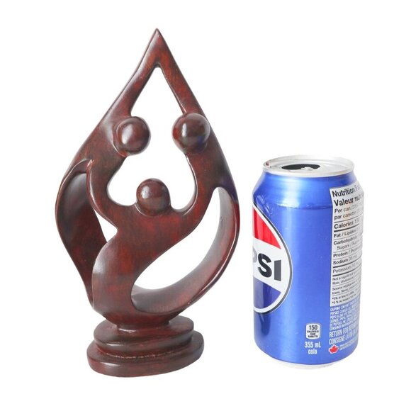 Mid Century Modern Hand Carved Wood Woman Man Parent & Child Sculpture - Picture 7 of 7